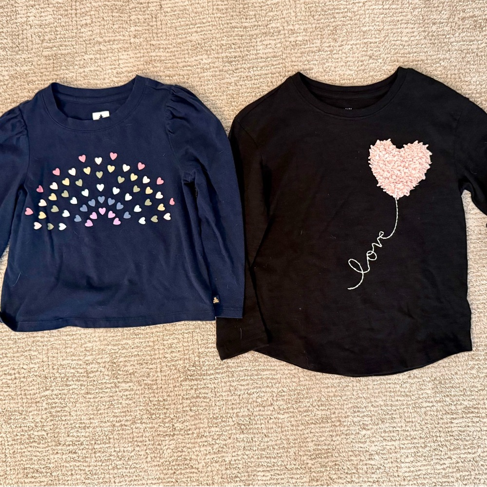 GAP Kids' Navy and Black Heart Long Sleeve Tops